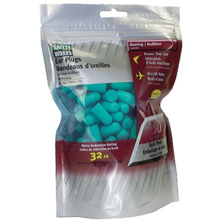 Safety Works Safety Works 224387 Foam Ear Plug - 80 Pair 224387